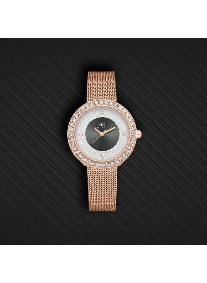 Kenneth Scott Green Kenneth Scott Women's PC21 Movement Watch, Analog Display and Stainless Steel Strap - K23535-RMKG, Rose Gold for Women | Best Price UAE