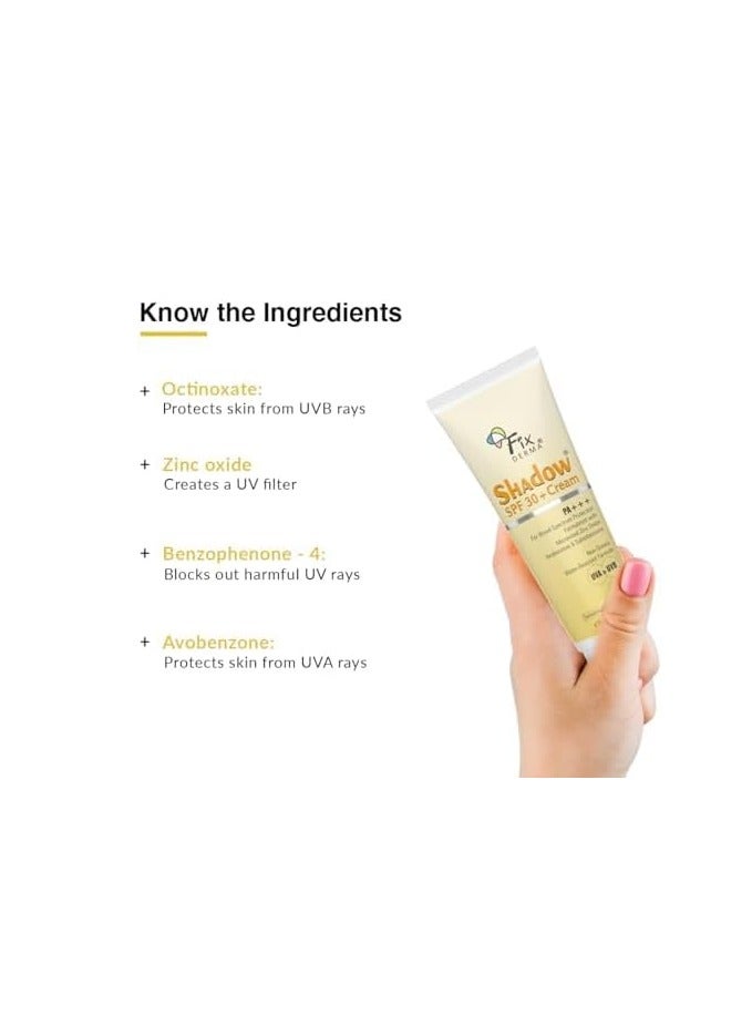 FIXDERMA Fixderma Shadow Sunscreen SPF 30+ PA+++ Cream For Dry Skin, Body & Face, Broad Spectrum For Uva & Uvb Protection, Non Greasy & Water Resistant, 75g - Image 3