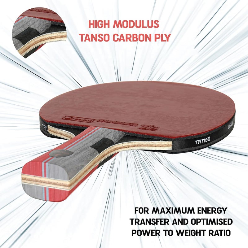 Tanso مضرب تنس الطاولة (TT) من غريفن (مطاط غامبلر المعتمد من ITTF، طبقة كربون، مقبض مريح، للاعبين المتوسطين) - Image 2