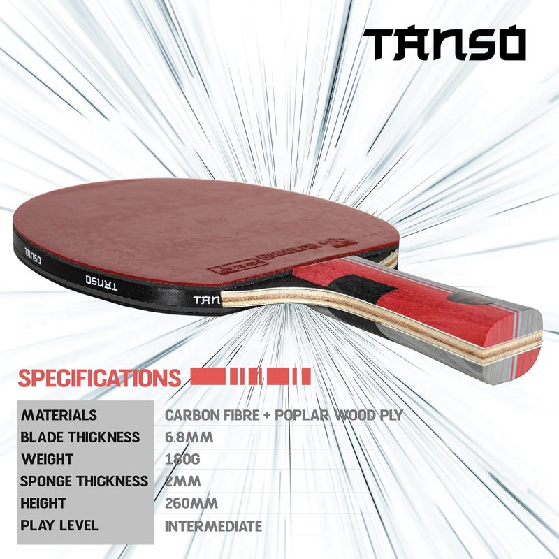 Tanso مضرب تنس الطاولة (TT) من غريفن (مطاط غامبلر المعتمد من ITTF، طبقة كربون، مقبض مريح، للاعبين المتوسطين) - Image 4