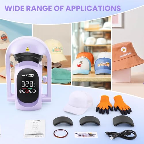 AKEYDIY 3-in-1 Auto Cap Heat Press Machine, Hat Heat Press with 3pcs Replaceable Heating Pads, Automatic Release&Press Large Touchscreen Digital Control Panel, DIY Sublimation Caps T-Shirts Bags - Image 2