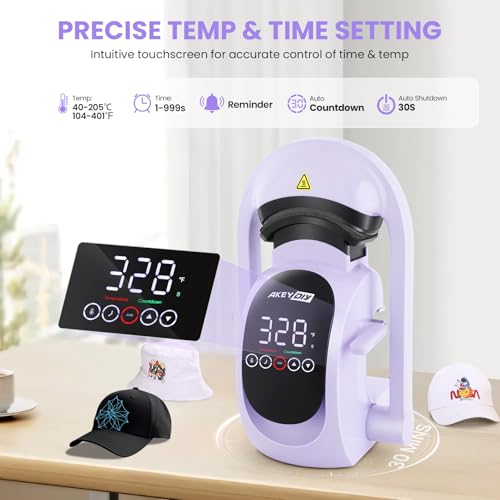 AKEYDIY 3-in-1 Auto Cap Heat Press Machine, Hat Heat Press with 3pcs Replaceable Heating Pads, Automatic Release&Press Large Touchscreen Digital Control Panel, DIY Sublimation Caps T-Shirts Bags - Image 3