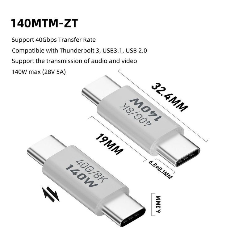 Color PD140W USB4.0 Type C To USB C Fast Charging Adapter Converter 40Gbps Data Sync Connector 8K 60Hz USB C OTG Adapter For Macbook - Image 2