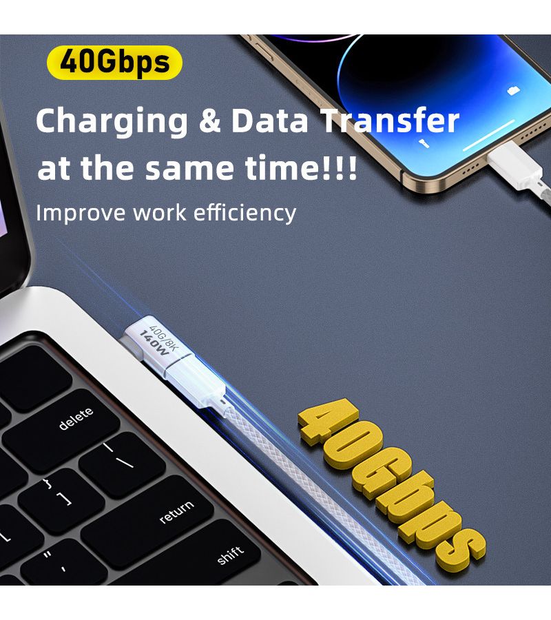 Color PD140W USB4.0 Type C To USB C Fast Charging Adapter Converter 40Gbps Data Sync Connector 8K 60Hz USB C OTG Adapter For Macbook - Image 4