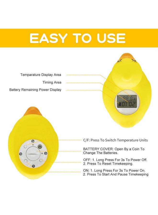 BabyElf Baby Bath Tub Water Thermometer (Upgraded Version) Digital Water Temperature Thermometer & Room Thermometer Duck Floating Toy For Infant Toddler Bathtub Pool With Temperature Warning - Image 5