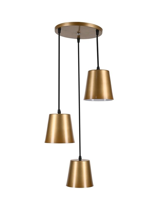 الروضة للإضاءة نجفة ميارا ثلاثي | حديث ديكور LED E27 معلقة مصباح سقف اضاءة داخلية مصباح معلق دلاية سقف مودرن نجفة | مناسبة لأي غرفة | | اللون: ذهبي | المقاس: 70x27 سم - Image 1