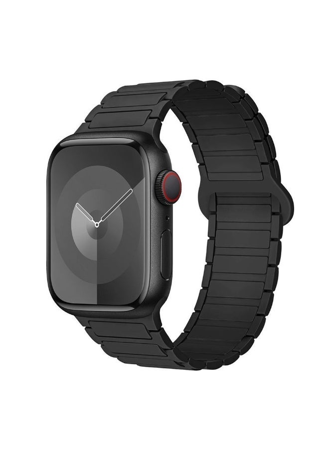 Magnetic Watch Strap for Apple Watch 44mm/45mm/46mm/49mm, Soft Silicone Replacement Quick Fit Sport band for iWatch Series 11/10/9/8/7/6/5/4, Ultra 2/Ultra 3, SE 2/SE3, Black