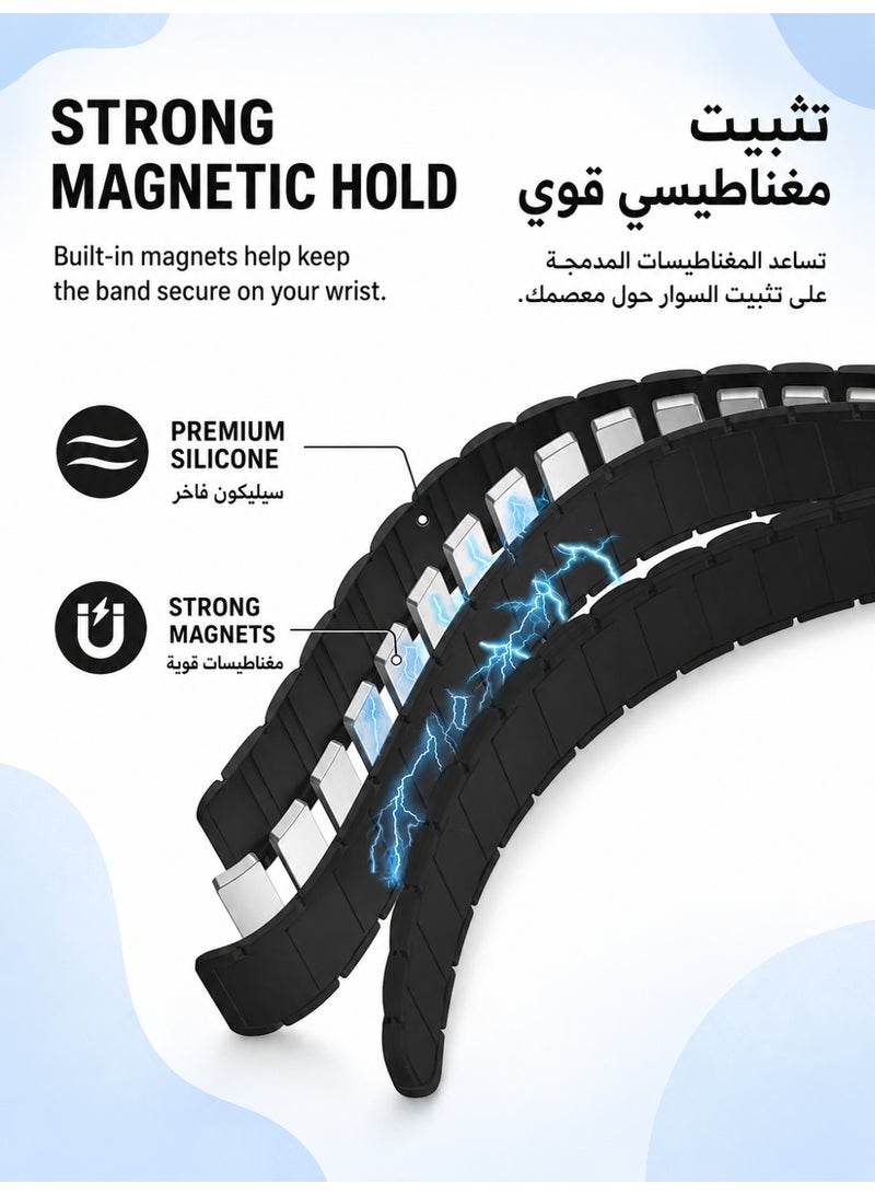 Magnetic Watch Band for Apple Watch 44mm/45mm/46mm/49mm, Soft Silicone Replacement Quick Fit Sport band for iWatch Series 11/10/9/8/7/6/5/4, Ultra 2/Ultra 3, SE 2/SE3, Black - Image 2