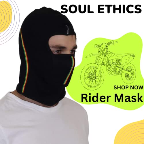 SOUL eTHICS Breathable Pure Cotton Summer Full Face Cover for Biker, Face Protection Mask, Summer Face Cover, Winter, Dust Protection Mask, Helmet Cover for Bikers (Black Plain Mask Full) - Image 4