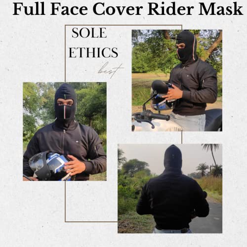 SOUL eTHICS Breathable Pure Cotton Summer Full Face Cover for Biker, Face Protection Mask, Summer Face Cover, Winter, Dust Protection Mask, Helmet Cover for Bikers (Black Plain Mask Full) - Image 3