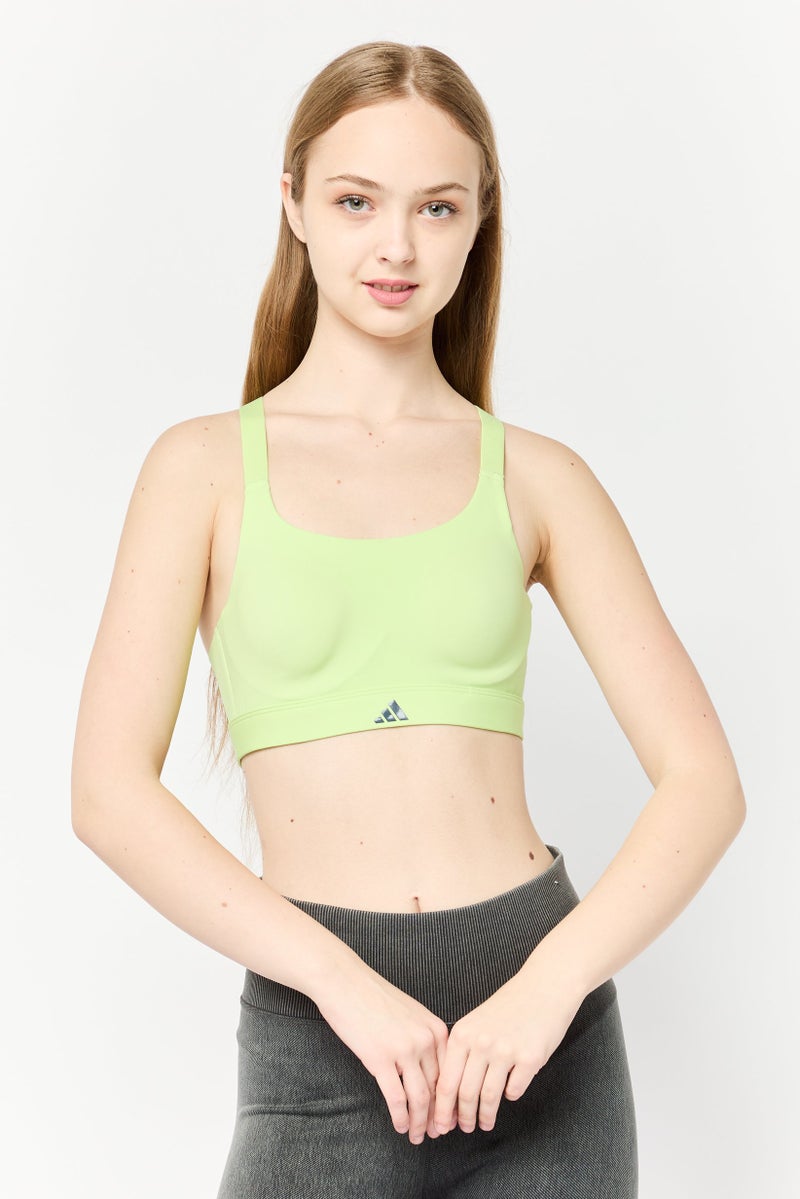 Adidas حمالة صدر رياضية مبطنة للنساء، أخضر فاتح - Image 1