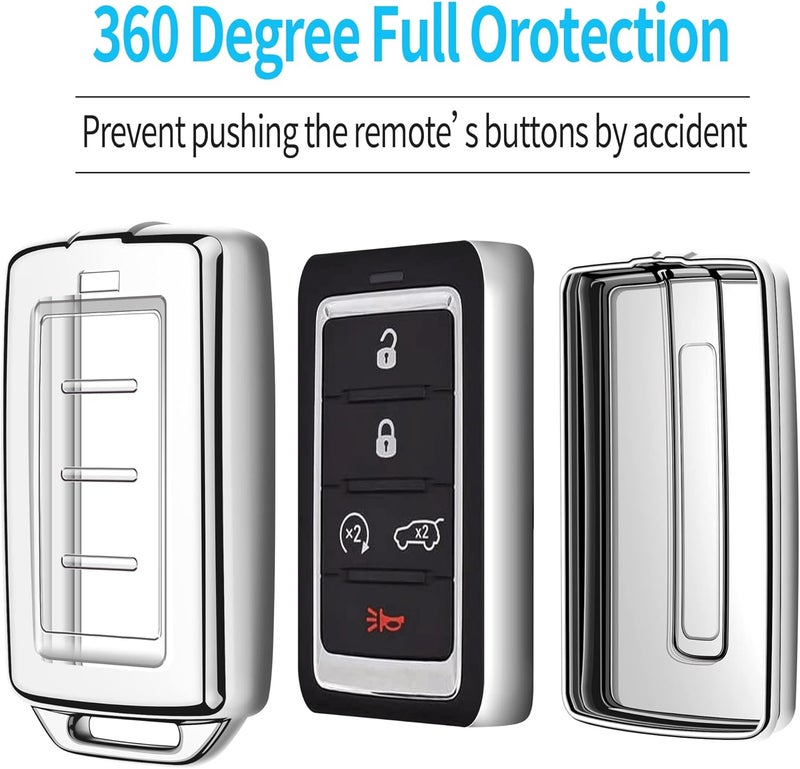 Tukellen For Jeep Key Fob Cover Soft TPU Key Shell Protector Case Compatible with Grand Cherokee Grand Wagoneer 2021-2024 (Silver) All user friendly build - Image 5