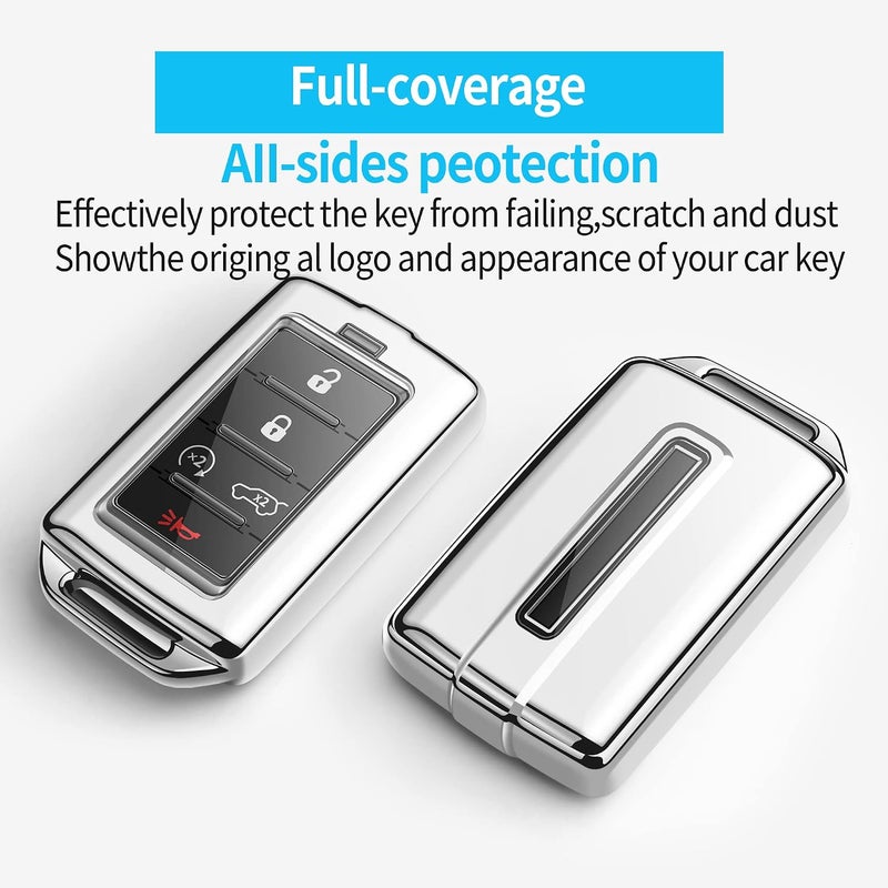 Tukellen For Jeep Key Fob Cover Soft TPU Key Shell Protector Case Compatible with Grand Cherokee Grand Wagoneer 2021-2024 (Silver) All user friendly build - Image 3