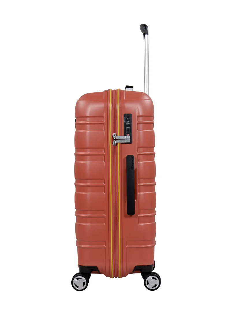 eminent Makrolon Polycarbonate Lightweight Glamorous Hard Case Luggage Trolley 4 Quiet Double Spinner Wheels Suitcase with TSA Approved Lock KJ95 Brick Red