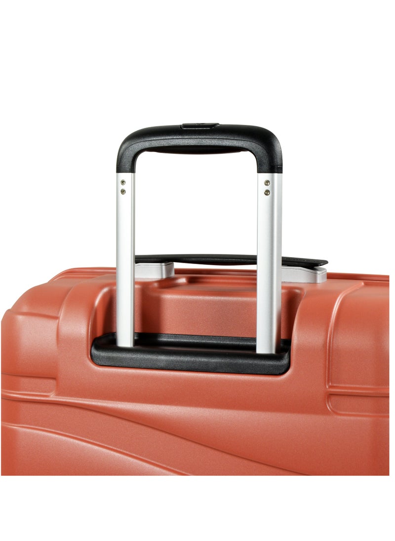 Makrolon Polycarbonate Lightweight Glamorous Hard Case Luggage Trolley 4 Quiet Double Spinner Wheels Suitcase with TSA Approved Lock KJ95 Brick Red