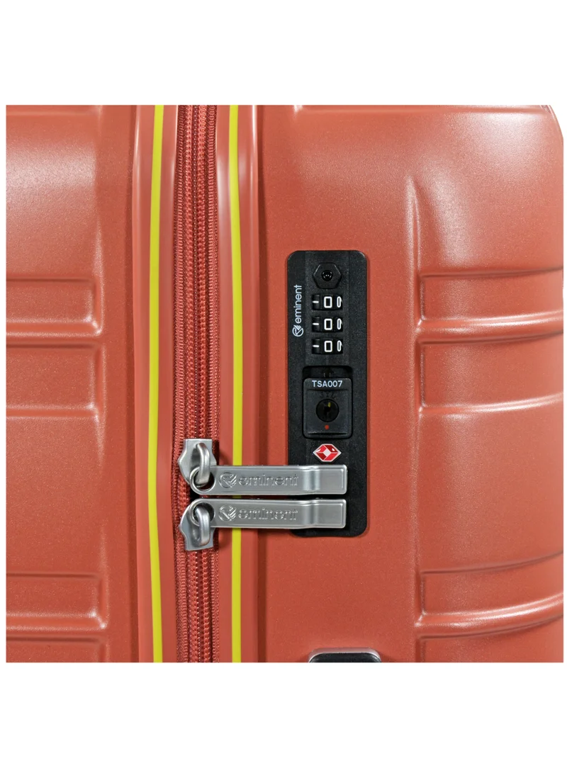 eminent Makrolon Polycarbonate Lightweight Glamorous Hard Case Luggage Trolley 4 Quiet Double Spinner Wheels Suitcase with TSA Approved Lock KJ95 Brick Red