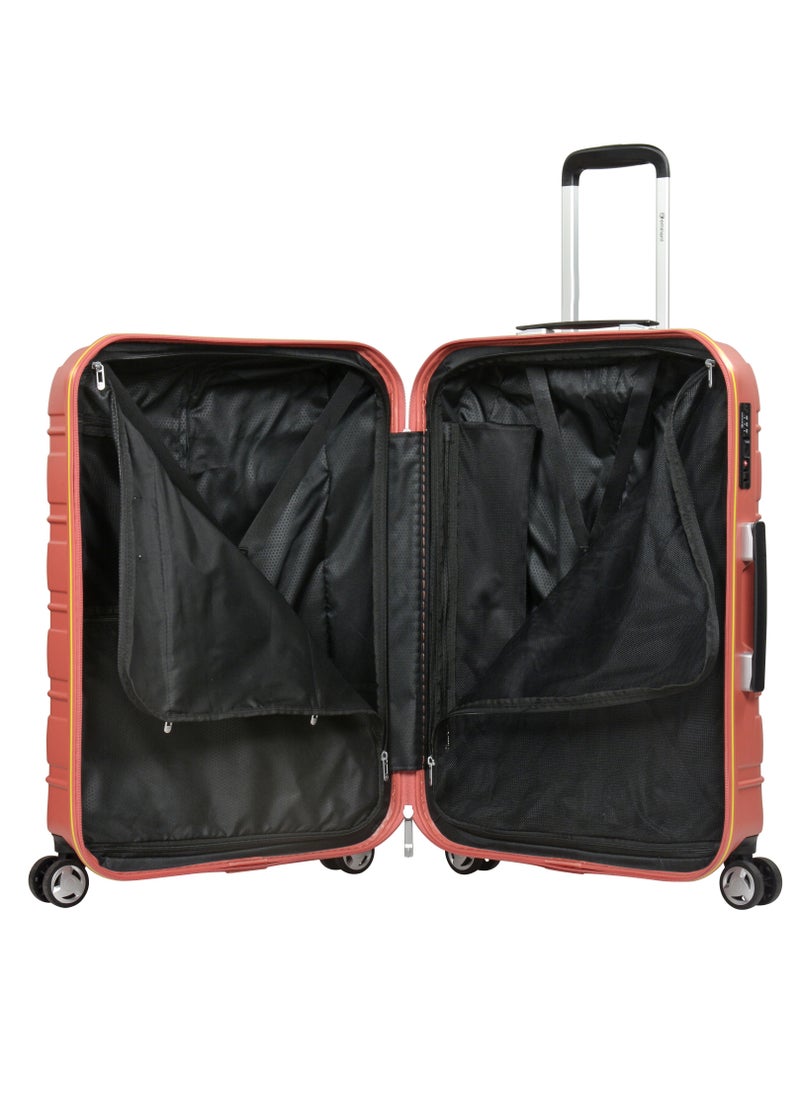 Makrolon Polycarbonate Lightweight Glamorous Hard Case Luggage Trolley 4 Quiet Double Spinner Wheels Suitcase with TSA Approved Lock KJ95 Brick Red