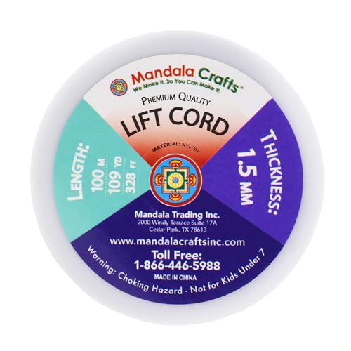 Mandala Crafts 1.5mm Oak Blind Strings Lift Shade Cord - 109 Yards Braided Nylon Cord for Roman Shades, Curtain String, and Blinds Repair or Replacement - Image 3