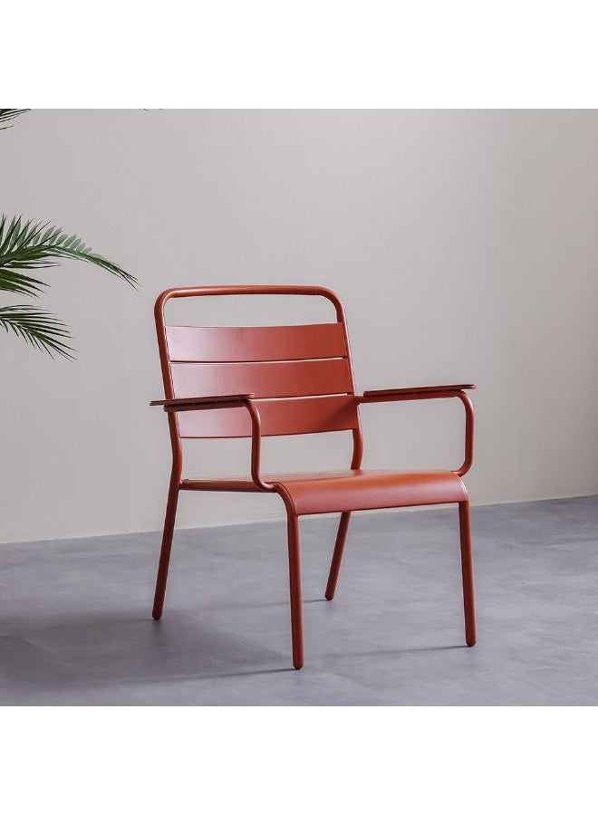 DANUBE HOME كرسي شينولا الخارجي - مقعد فولاذي أحمر فاخر للمعيشة الخارجية، قوة صناعية مع جاذبية مصقولة، تصميم مقاوم للعوامل الجوية، مثالي للشرفات والحدائق - Image 1