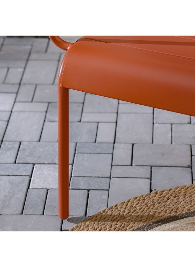 DANUBE HOME كرسي شينولا الخارجي - مقعد فولاذي أحمر فاخر للمعيشة الخارجية، قوة صناعية مع جاذبية مصقولة، تصميم مقاوم للعوامل الجوية، مثالي للشرفات والحدائق - Image 5