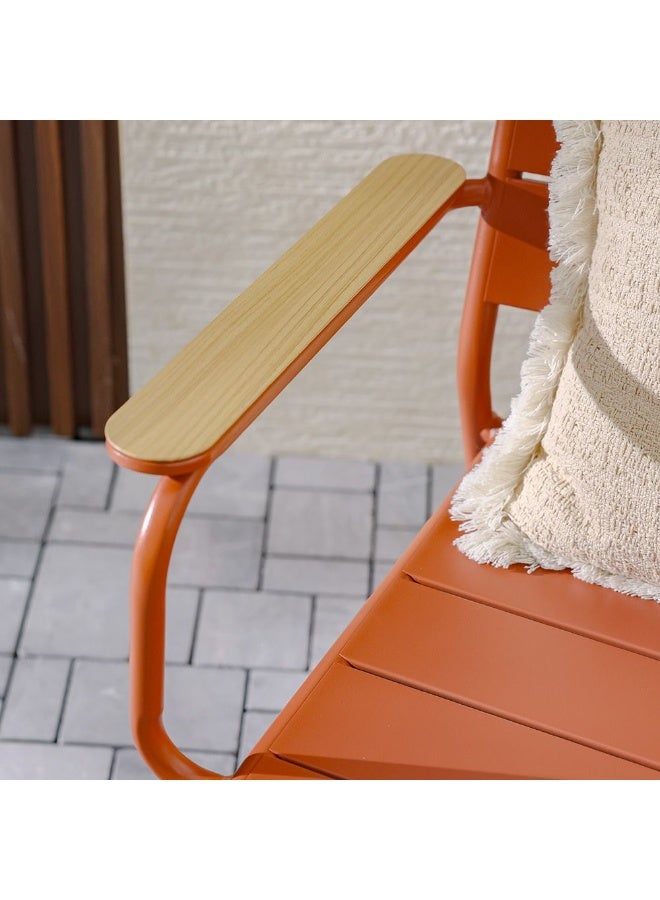 DANUBE HOME كرسي شينولا الخارجي - مقعد فولاذي أحمر فاخر للمعيشة الخارجية، قوة صناعية مع جاذبية مصقولة، تصميم مقاوم للعوامل الجوية، مثالي للشرفات والحدائق - Image 3