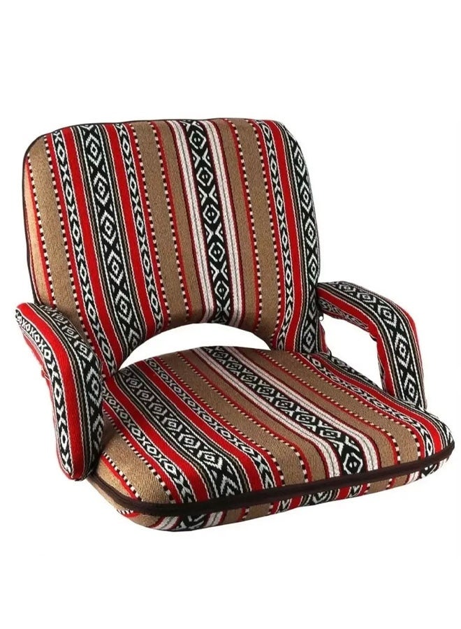 كادي ون كرسي أرضي بذراعين للتخييم والرحلات اسفنج مبطن  مع ظهر قابل للتعديل - Image 1