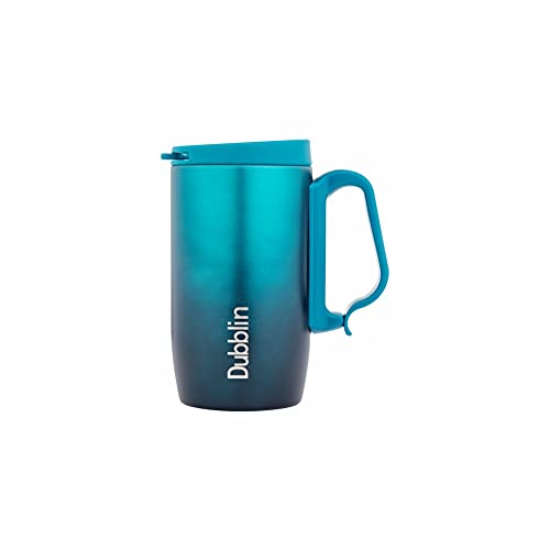 DUBBLIN Casa Stainless Steel Unbreakable Tea Coffee Mug Double Wall with Handle and Lid, Wide Mouth Mug Keeps Beverages Hot & Cold 270 ML Green - Image 1