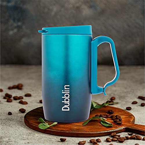 DUBBLIN Casa Stainless Steel Unbreakable Tea Coffee Mug Double Wall with Handle and Lid, Wide Mouth Mug Keeps Beverages Hot & Cold 270 ML Green - Image 5