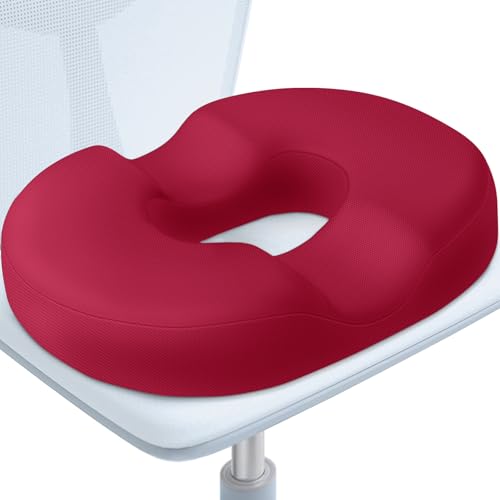BlissTrends Donut Pillow Seat CushionDonut Chair Cushions for Postpartum Pregnancy HemorrhoidsTailbone Pain Relief CushionMemory Foam Lifting Cushions for OfficeHome Chairs Red - Image 1