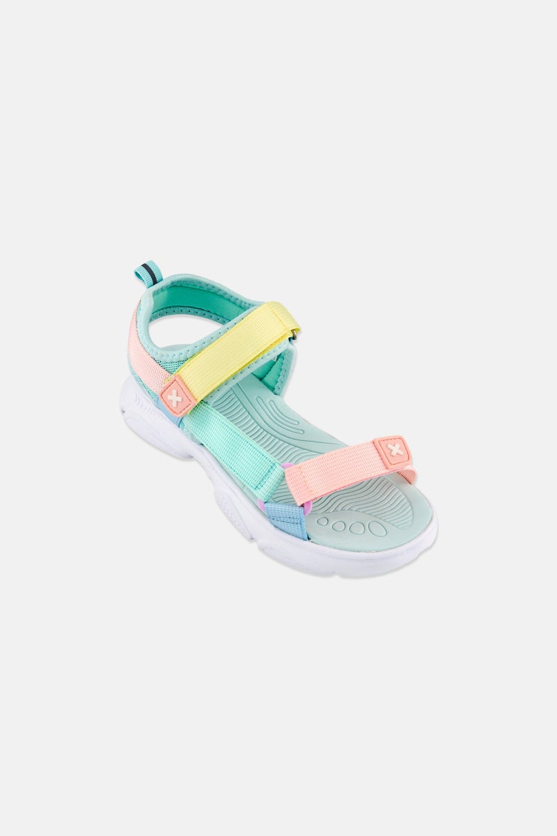Xti Kids Girl Brand Logo Velcro Closure Sandals, Mint Green - Image 1