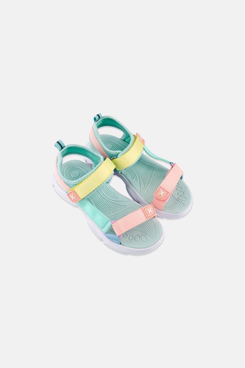 Xti Kids Girl Brand Logo Velcro Closure Sandals, Mint Green - Image 2