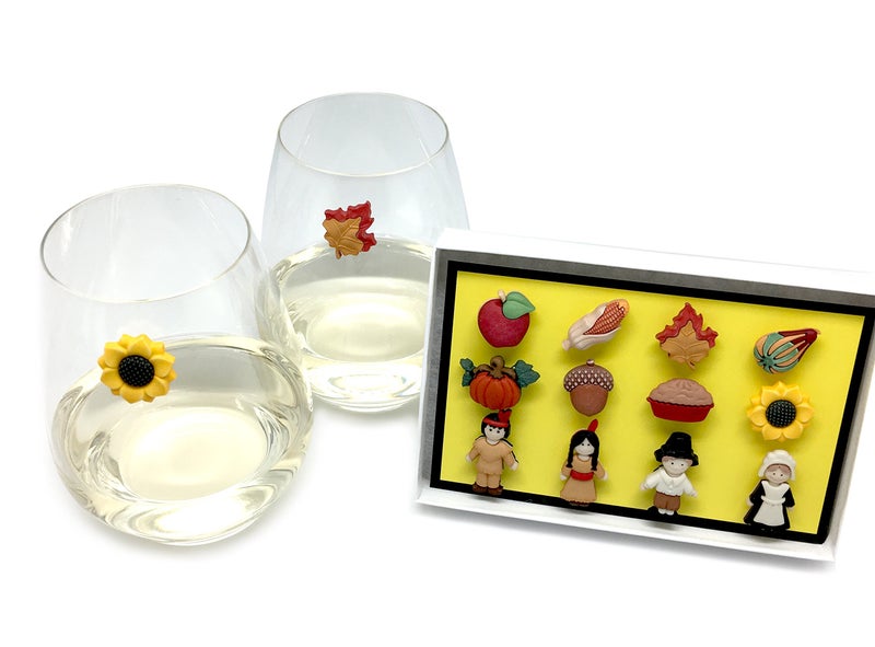Simply Charmed Thanksgiving Magnetic Wine Glass Charms Set of 12 Perfect Drink Markers for Stemless Glasses, Champagne Flutes & More - Great Hostess Gift - Image 3