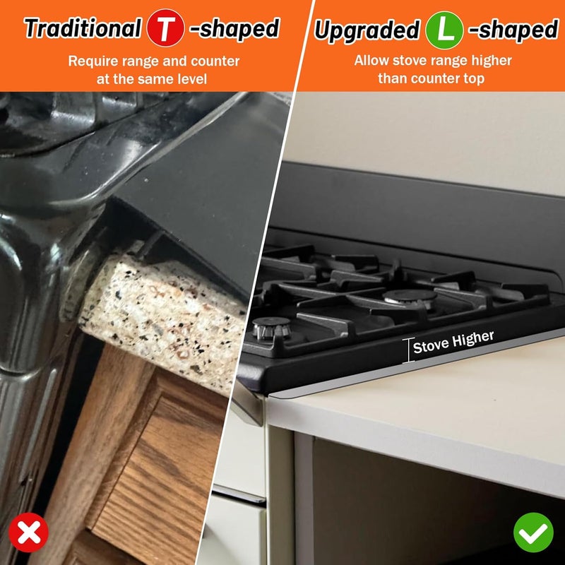 LIFFEE Stainless Steel Stove Gap Covers (2PCS),Stove Gap Filler,Range Trim Kit,Stove Guard for Kitchen Oven Gap Between Stovetop and Counter,Easy Clean Heat Resistant,Adjustable Length 13.8'' to 27.5''Silver - Image 4