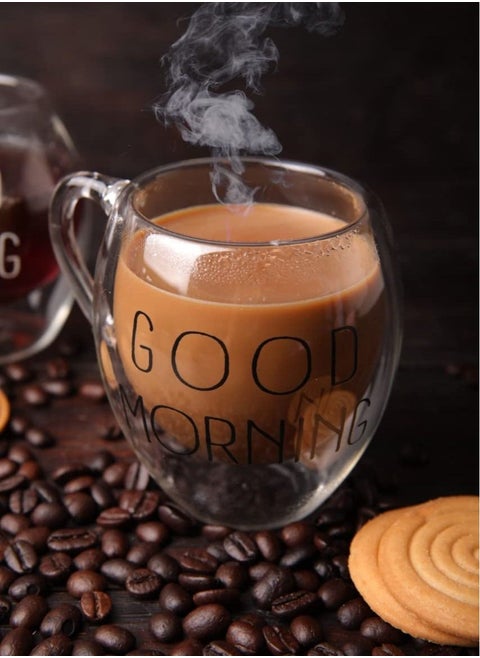 Mug Good Morning Mug Double glass Pyrex Coffee 350ML