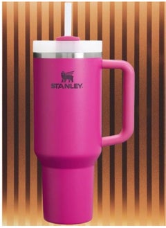 H2.0 Tumbler with Handle & Straw 40oz – Twist-On 3-Way Lid – Insulated Stainless Steel Travel Mug – Keeps Drinks Hot/Cold for Hours – Cupholder Compatible – BPA-Free – Fuchsia