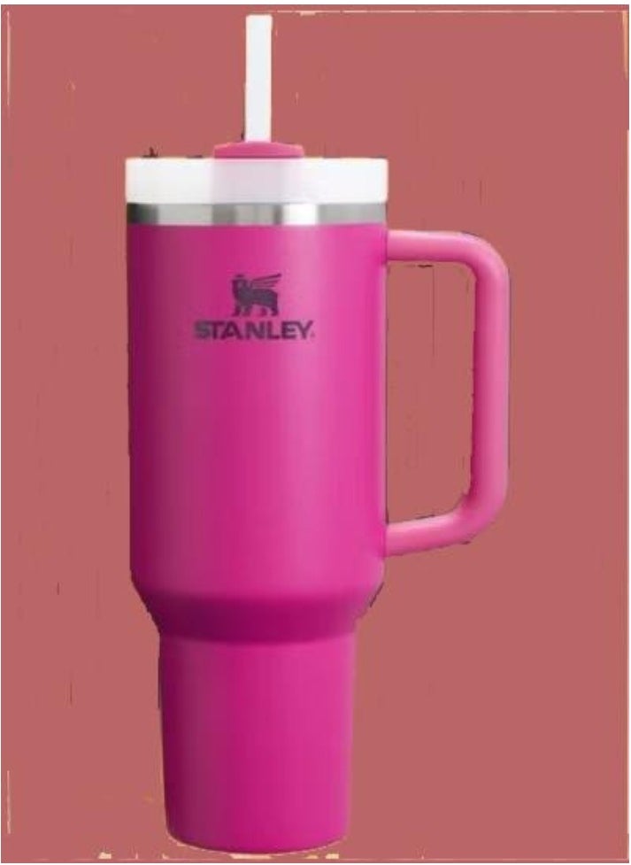 Stanley - H2.0 40oz Stainless Steel Tumbler With Handle & Reusable Straw – Twist-On 3-Way Leak-Resistant Lid – Vacuum Insulated Travel Mug For Hot And Cold Beverages – BPA-Free, Dishwasher Safe, Cupholder Compatible – Reusable Hydration Bottle – Fuchsia Color - Image 1