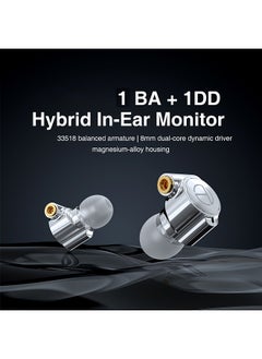 TRN TA1 In Ear Earphone, 1BA+1DD Dual Hybrid Driver HIFI Earphone, Metal Headphone Earbud, With Detachable MMCX Silver-plated Cable, Without Mic  - Image 5
