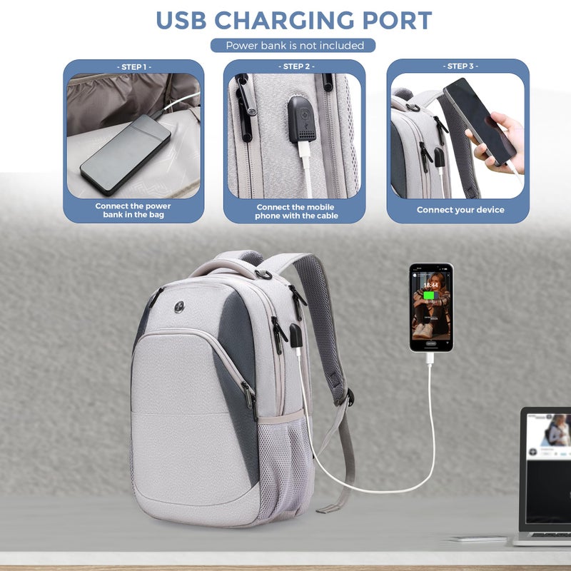 Swissdigital Design Business Laptop Backpack, College Laptops Backpack with USB Charging Port for Men and Women Fits 16 Inch Notebook, Mauve Grey | SD1670-05 - Image 2