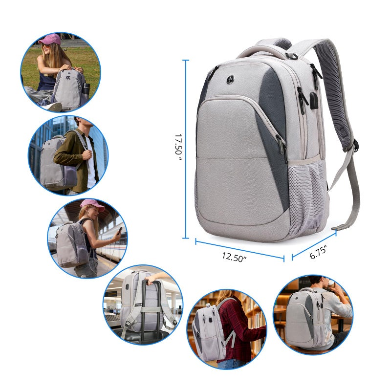 Swissdigital Design Business Laptop Backpack, College Laptops Backpack with USB Charging Port for Men and Women Fits 16 Inch Notebook, Mauve Grey | SD1670-05 - Image 3