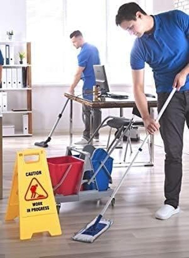 Amigos Store™ Work in Progress Warning Stands - Heavy-Duty Yellow ABS Safety Signs for Factories, Offices, Malls, Hotels, Hospitals, Commercial & Industrial Areas - Set of 3 - Image 2