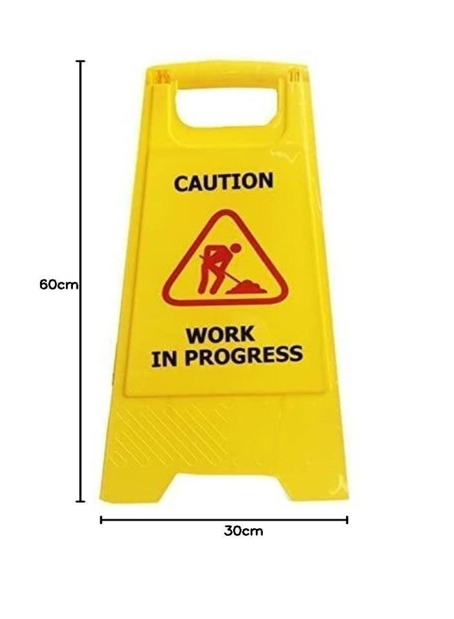 Amigos Store™ Work in Progress Warning Stands - Heavy-Duty Yellow ABS Safety Signs for Factories, Offices, Malls, Hotels, Hospitals, Commercial & Industrial Areas - Set of 3 - Image 3