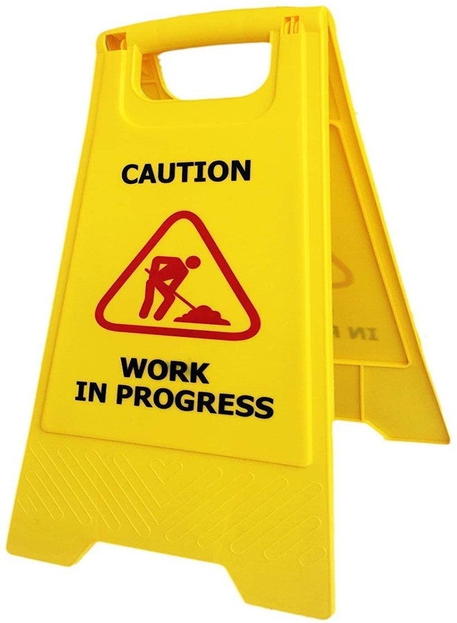 Amigos Store™ Work in Progress Warning Stands - Heavy-Duty Yellow ABS Safety Signs for Factories, Offices, Malls, Hotels, Hospitals, Commercial & Industrial Areas - Set of 3 - Image 4