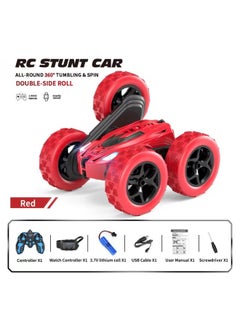 Explosion Wheel Off-road Double-sided Remote Control Car Gesture Induction Electric Rollover Stunt Drift Boy Toy Racing-Color:Off-road Wheel-red [handle Remote Control + Watch Remote Control] English Box-Scale:Single Set Of Batteries