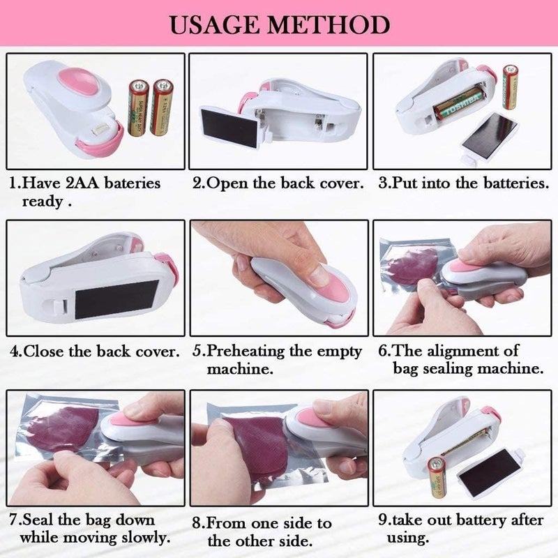 Yorten Food Saver Plastic Bags Heat Sealer Mini Portable Sealing Machine for Food Storage Handheld for Vacuum Sealer Bags - Image 5