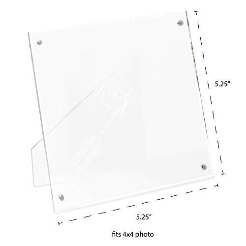 Isaac Jacobs 4” x 4” Clear Plain Acrylic Picture Frame, Magnetic Photo Frame, Made for Tabletop Display with Two-Way Easel - Image 3