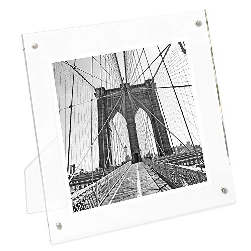 Isaac Jacobs 4” x 4” Clear Plain Acrylic Picture Frame, Magnetic Photo Frame, Made for Tabletop Display with Two-Way Easel - Image 5