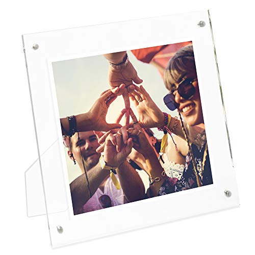 Isaac Jacobs 4” x 4” Clear Plain Acrylic Picture Frame, Magnetic Photo Frame, Made for Tabletop Display with Two-Way Easel - Image 4