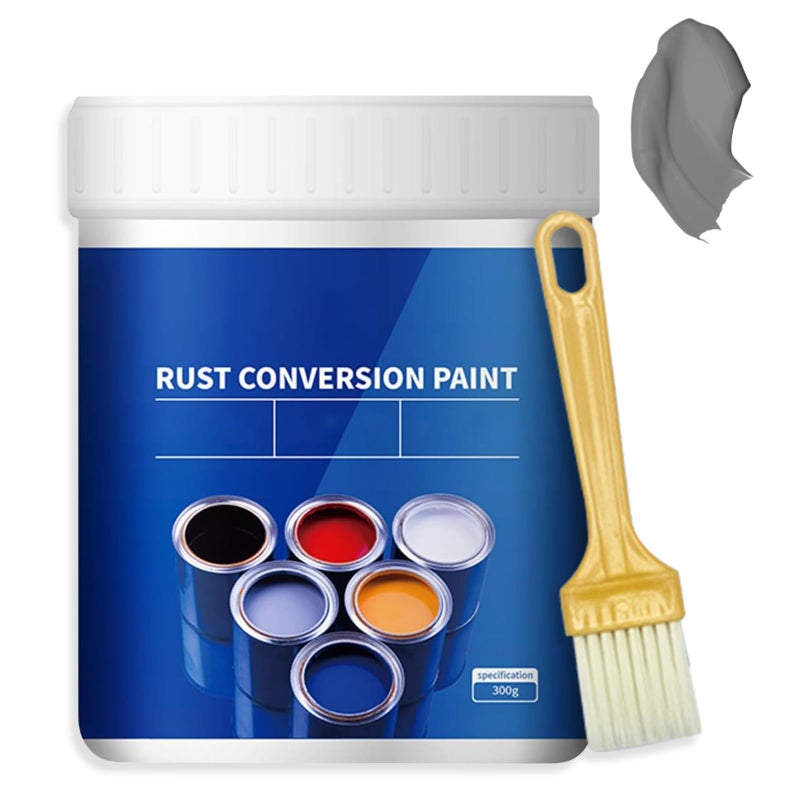 Nmoiat Weatherproof Rust Converter Paint for Metal Rust Remover for Metal and Primer WaterBased Industrial AntiRust Metallic Paint with Brush LongLasting Rust Prevention Protection Grey 107 Oz - Image 3