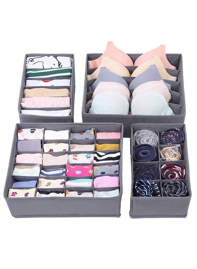 4 Pack Foldable Underwear and Bras Drawer Organizers, Fabric Closet Dresser Drawers Organizers Dividers, Clothing Storage Organizers Box for Lingerie, Panties, Socks, Briefs, Dark Gray - Image 2