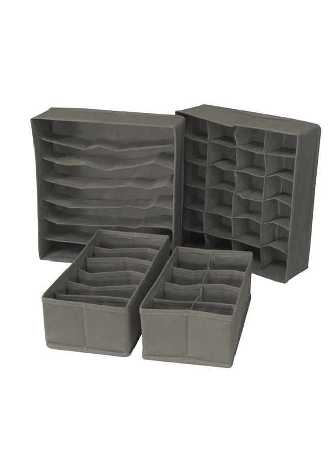 4 Pack Foldable Underwear and Bras Drawer Organizers, Fabric Closet Dresser Drawers Organizers Dividers, Clothing Storage Organizers Box for Lingerie, Panties, Socks, Briefs, Dark Gray - Image 1